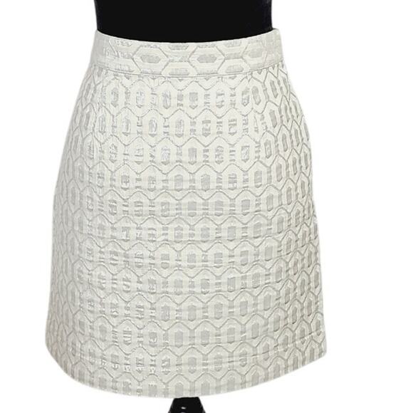 Banana Republic Cream Metallic Jacquard Pencil Skirt - Size 4 PRE-OWNED - Picture 1 of 10